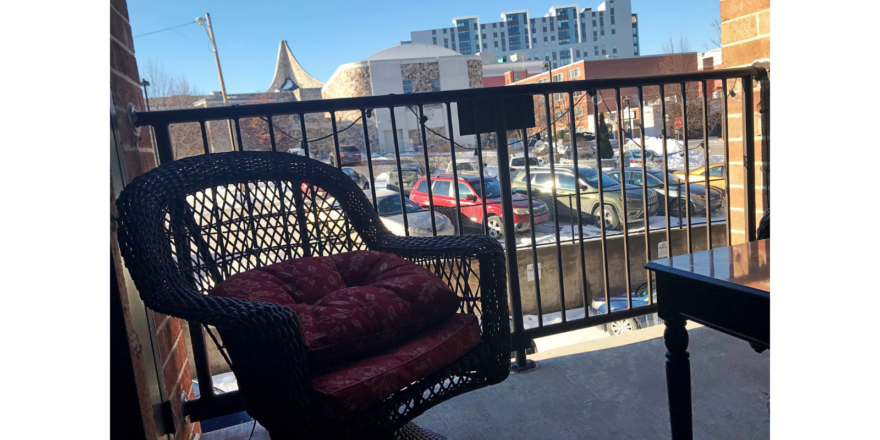 Balcony with chair and table