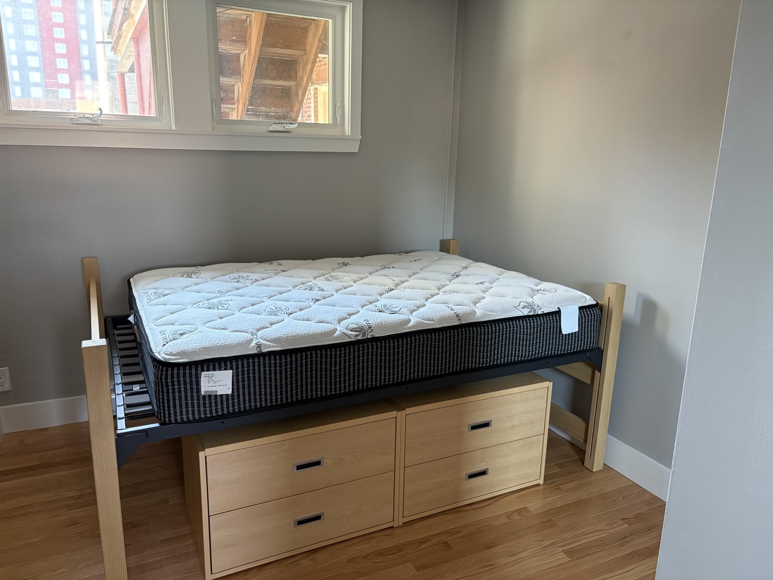 Loft bed with mattress and drawers