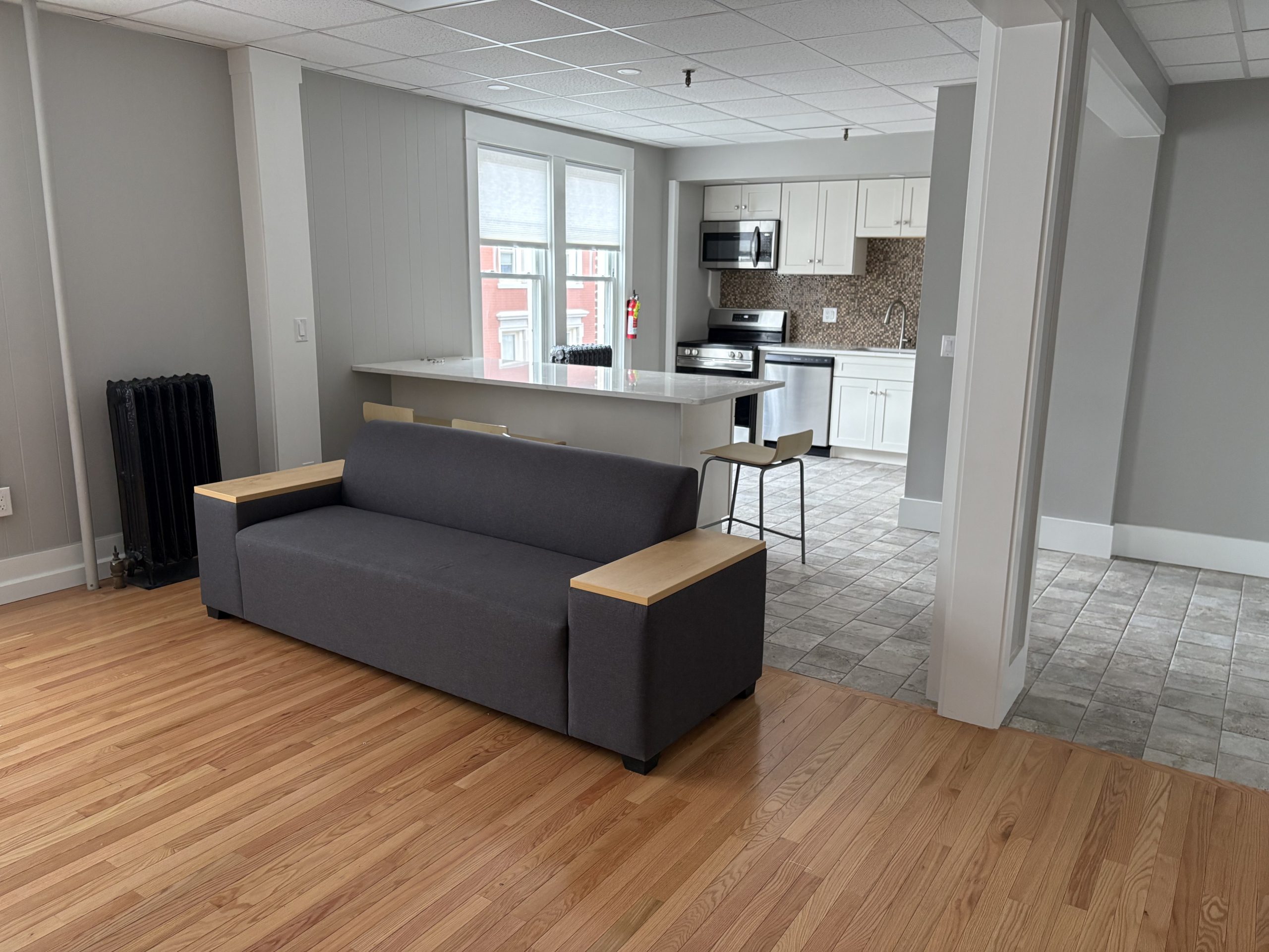 Living room and kitchen in apartment