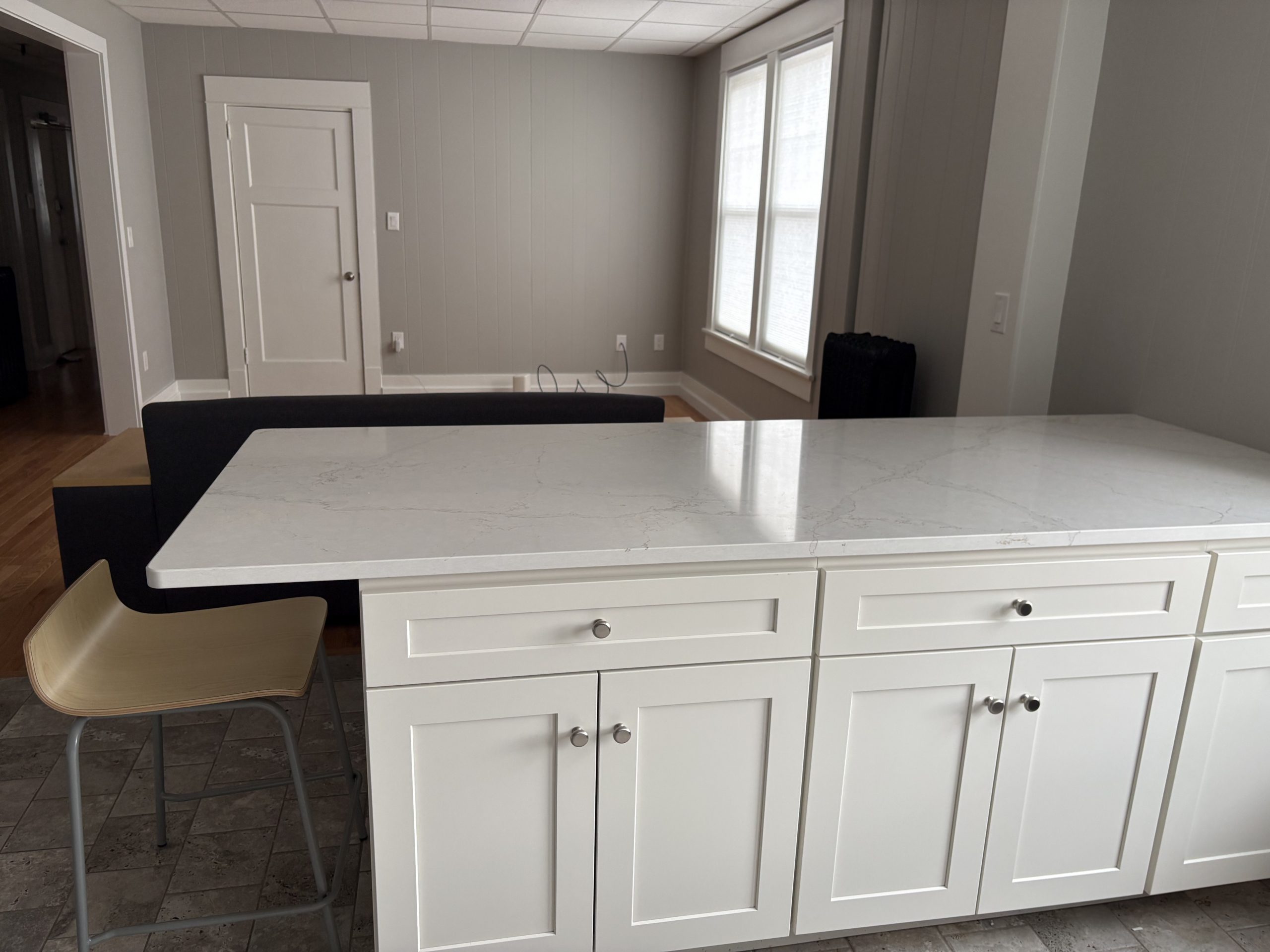 Kitchen island and seating area