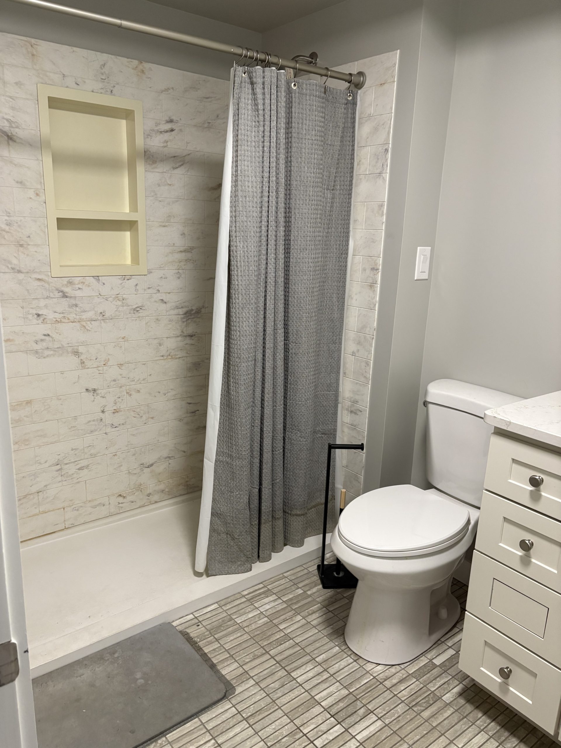 Modern bathroom with shower and toilet