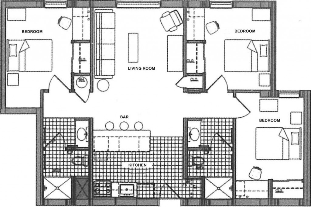 Campus Tower 3 BR Floor Plan