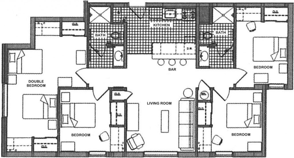 Campus Tower 4 BR 5 OCC Floor Plan