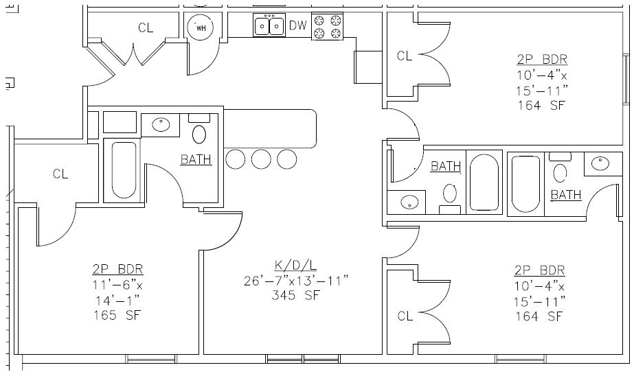 Cliffside Apartments 3 BR Floor Plan
