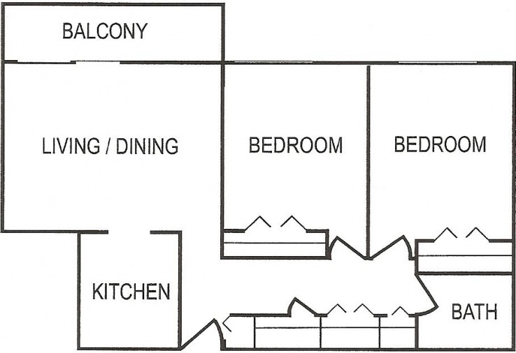 Penn Tower 2 BR Stnd Floor Plan