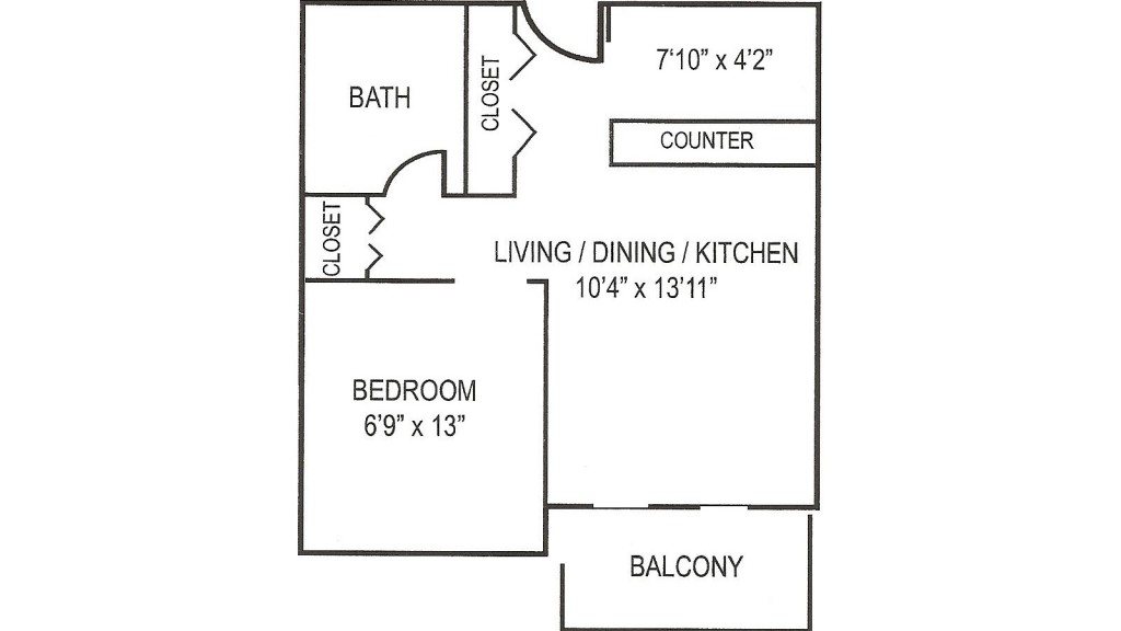 University Tower 1 BR SM Floor Plan