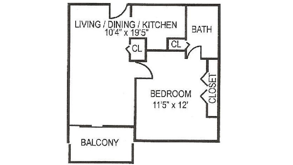 University Tower 1 BR LG Floor Plan