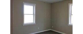 Carpeted, unfurnished bedroom with two windows