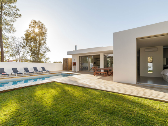 a modern house with a swimming pool
