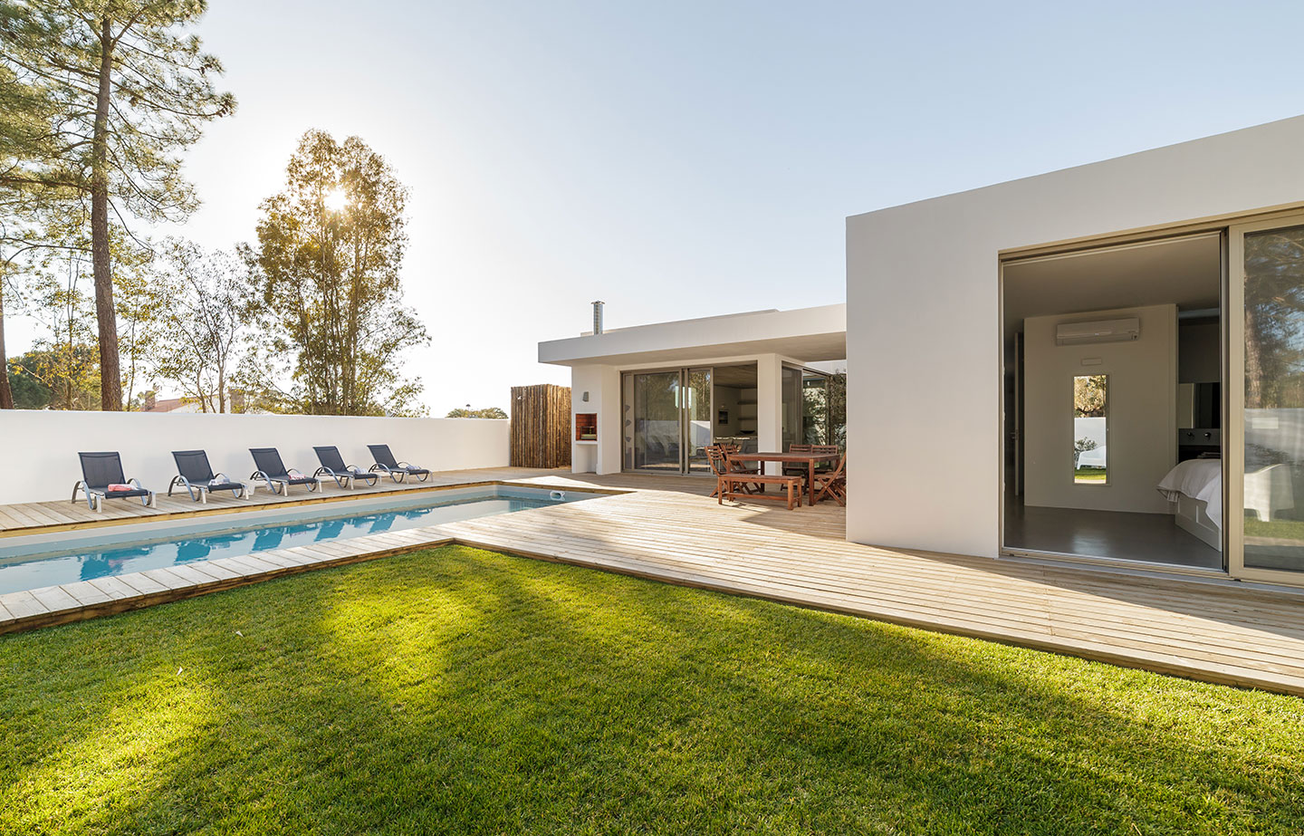 a modern house with a swimming pool
