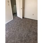 Unfurnished bedroom with gray carpet.