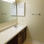 Bathroom with large vanity and medicine cabinet