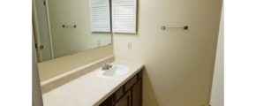 Bathroom with large vanity and medicine cabinet