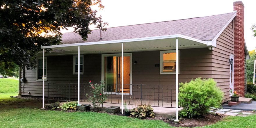 Covered concrete patio