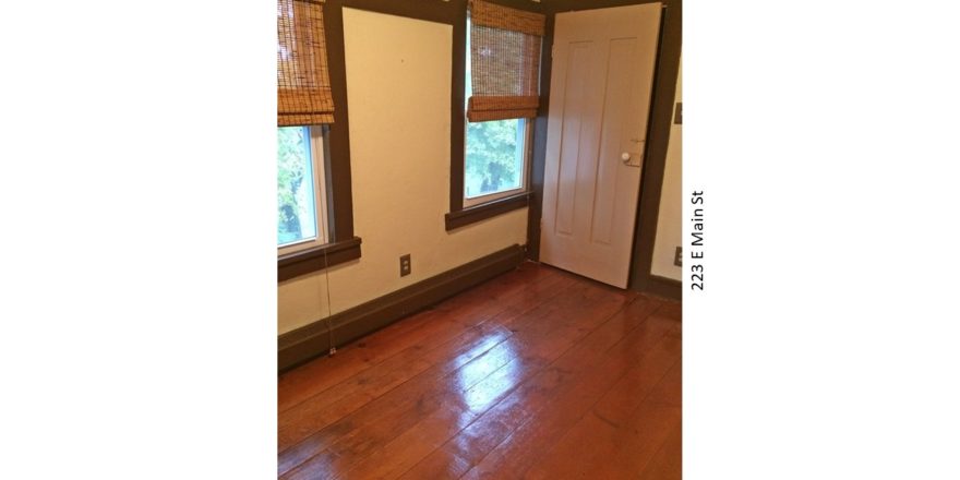 Room with hardwood floors, closet, and large windows