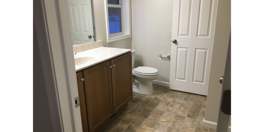 Bathroom with vanity and toilet