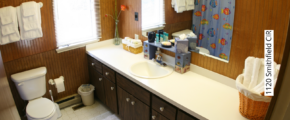 Bathroom with toilet and large vanity