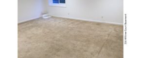 Carpeted basement unfurnished