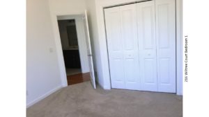 Unfurnished, carpeted bedroom and large closet