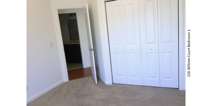 Unfurnished, carpeted bedroom and large closet