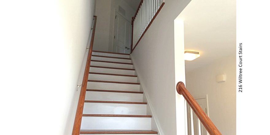 Stairwell with wooden stairs