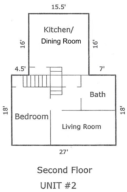 Floor plan for second floor 130 E Pine St number 2