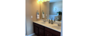 Double sink vanity with large mirror