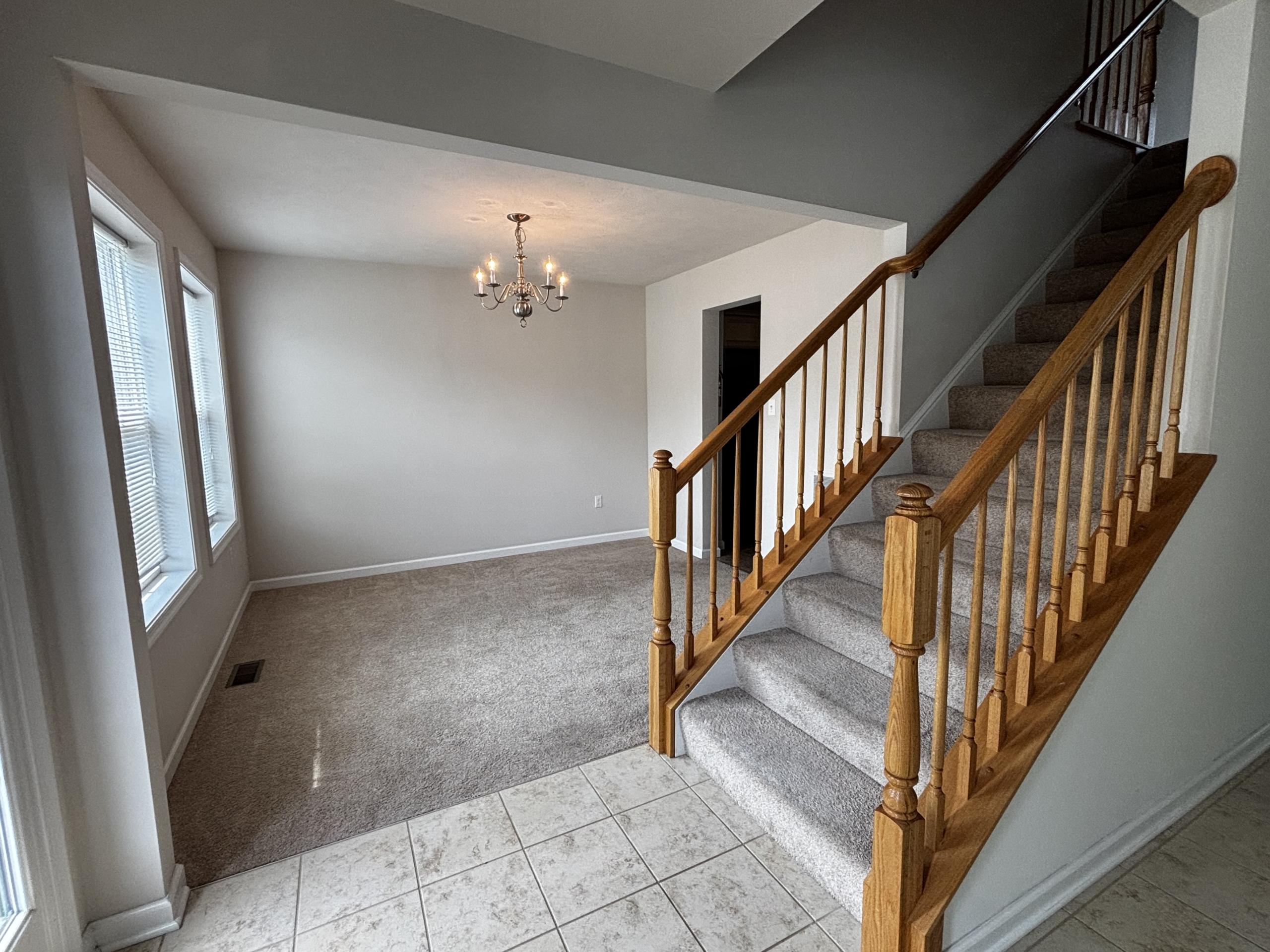 Interior view of entryway and living room