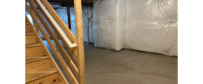 a room with a staircase and a lot of insulation