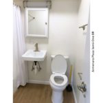 Bathroom with sink, medicine cabinet, and toilet
