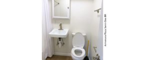 Bathroom with sink, medicine cabinet, and toilet