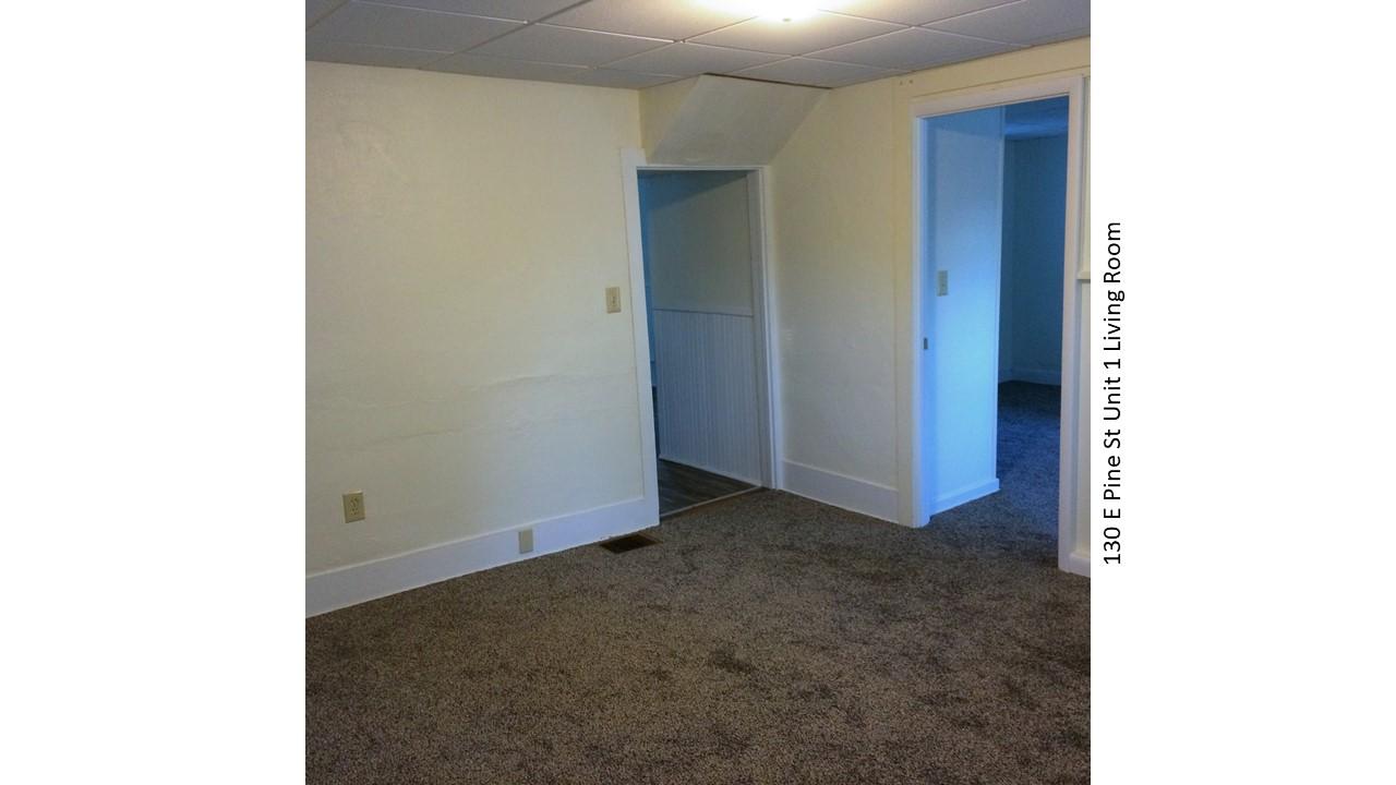 Living room interior at 130 E. Pine St.