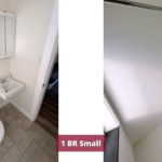 Bathroom with toilet and shower stall