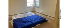 Bedroom with large mattress