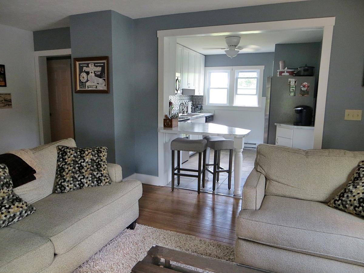 Living room and kitchen at 120 Orchard Rd