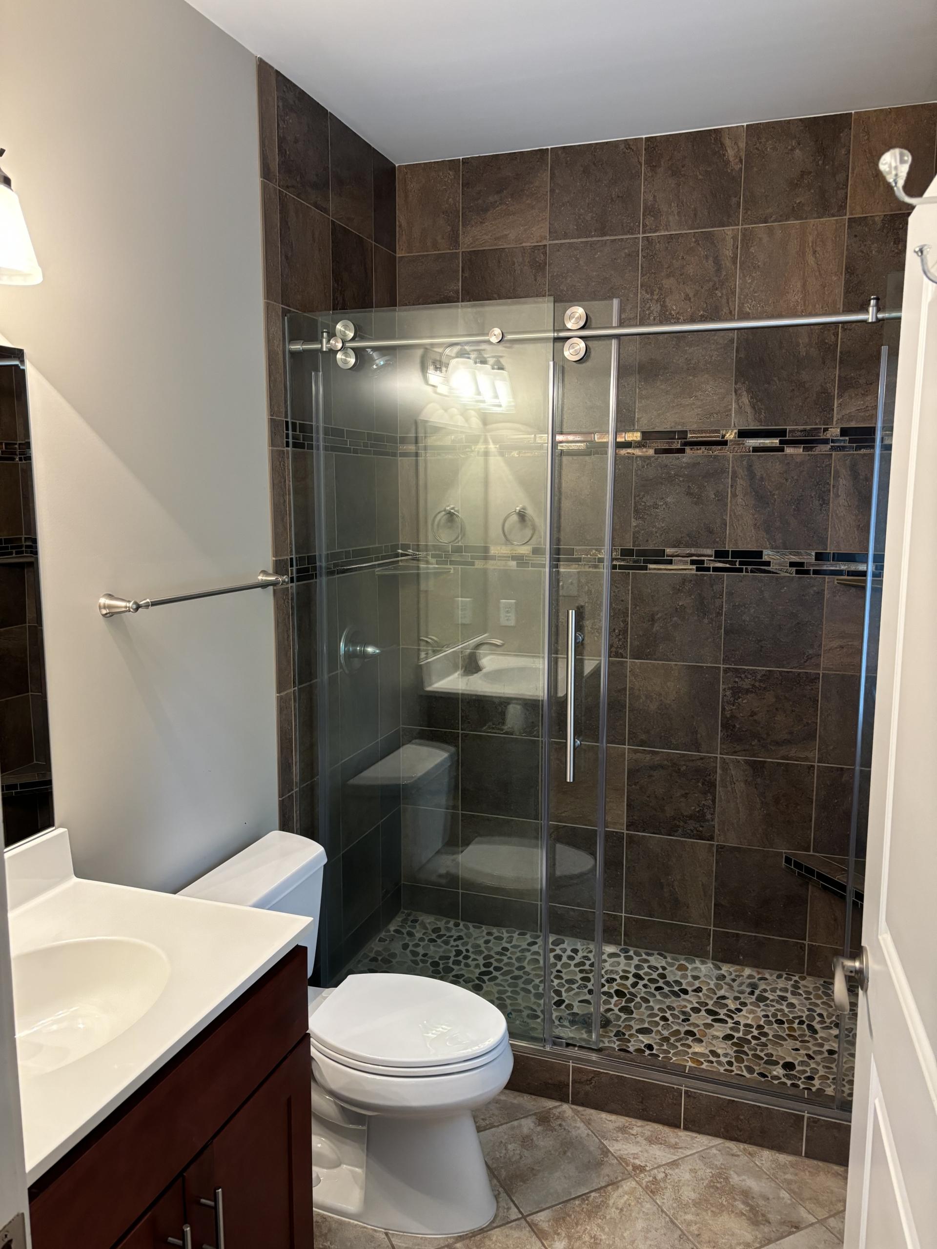 Modern bathroom with walk-in shower