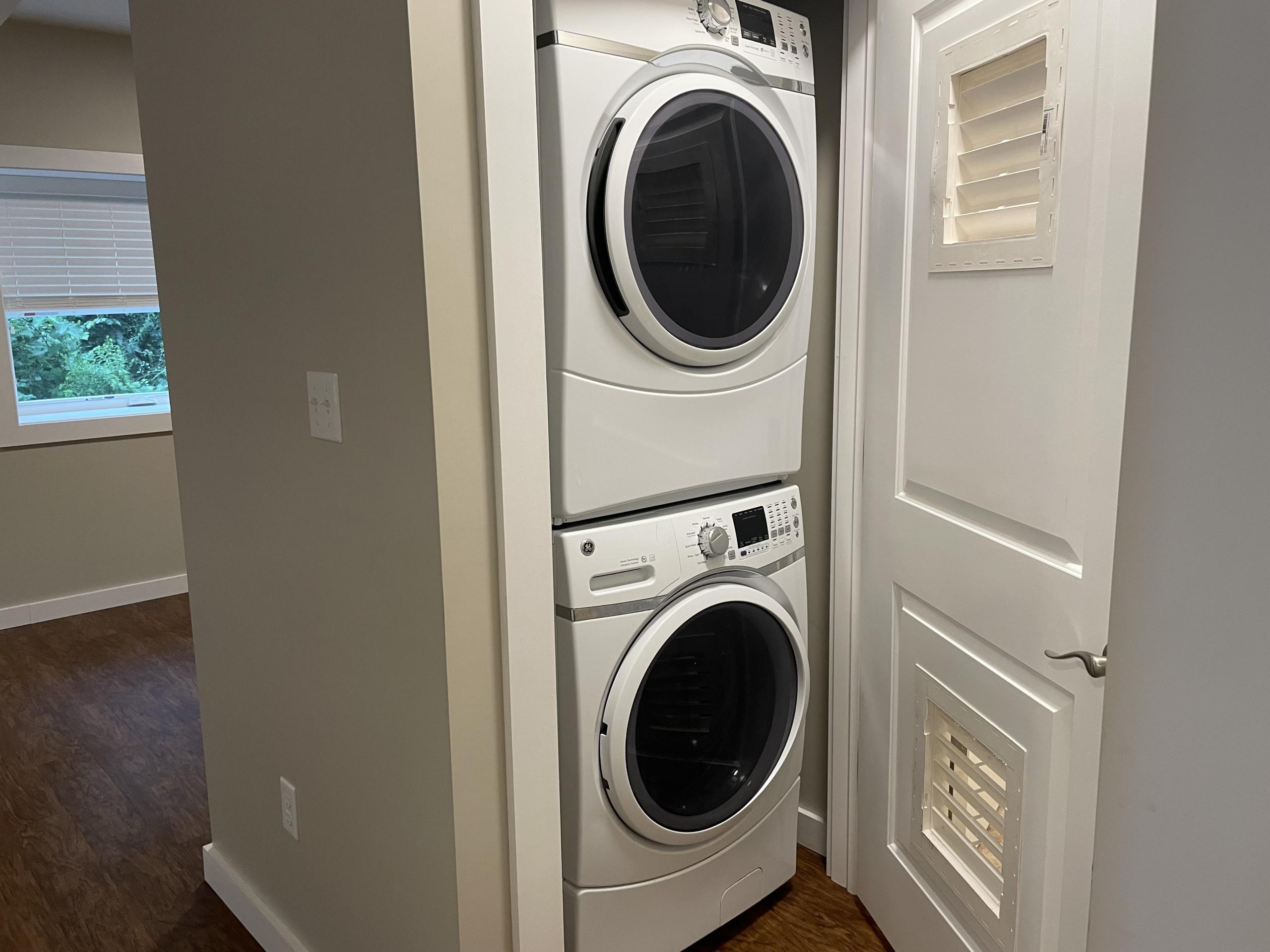 Stackable washer and dryer in laundry closet