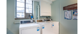 a washer and dryer in a small room