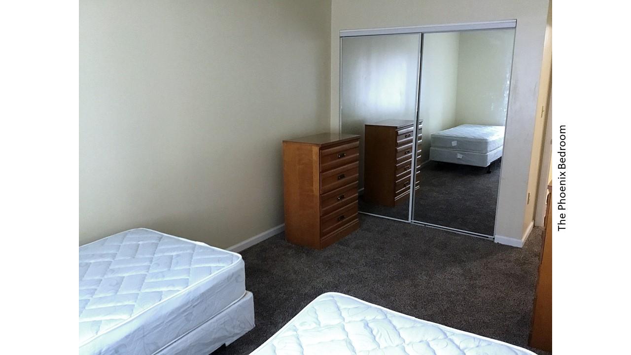 Phoenix bedroom with two beds and dresser