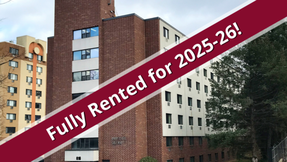 a red and white sign that says fully rented for 205 - 205