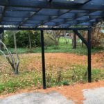 Back yard with patio, storage shed and pergola