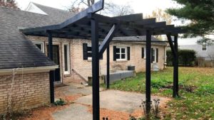 Back yard with patio and pergola