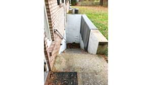 Exterior steps to the basement from the patio