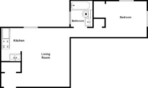 Floorplan for a 1 BR apartment at Atherton House