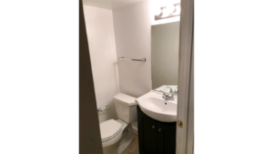 Basement bathroom with toilet and vanity