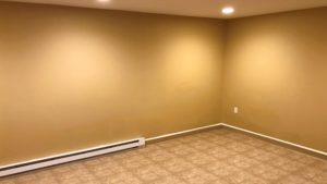 Basement flex room with laminate floor