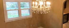 Dining room with chandelier