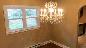 Dining room with chandelier