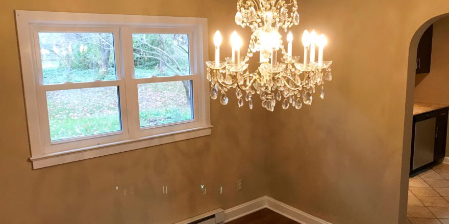 Dining room with chandelier