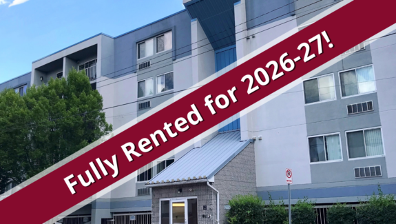 a red and white sign that says fully rented for 205 - 2077
